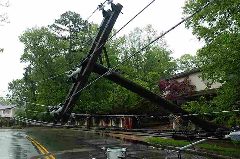 fallen utility pole