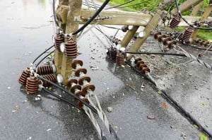 damaged utility pole