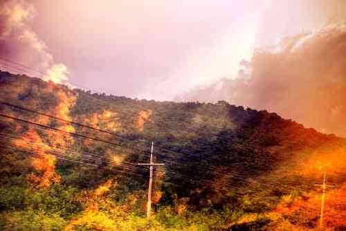 wildfire near utility pole